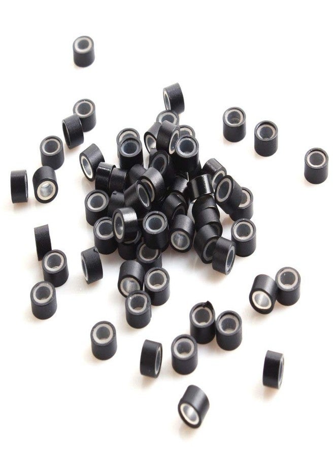 EUPHORIA Micro Ring For Extension, Aluminum With Silicone Micro Rings Beads Loop For Human Feather Hair Extension Tip 5.0 * 3.0 * 3.0 MM (1000 pc, Black) - Image 3