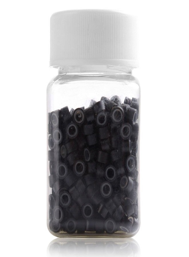 EUPHORIA Micro Ring For Extension, Aluminum With Silicone Micro Rings Beads Loop For Human Feather Hair Extension Tip 5.0 * 3.0 * 3.0 MM (1000 pc, Black) - Image 1