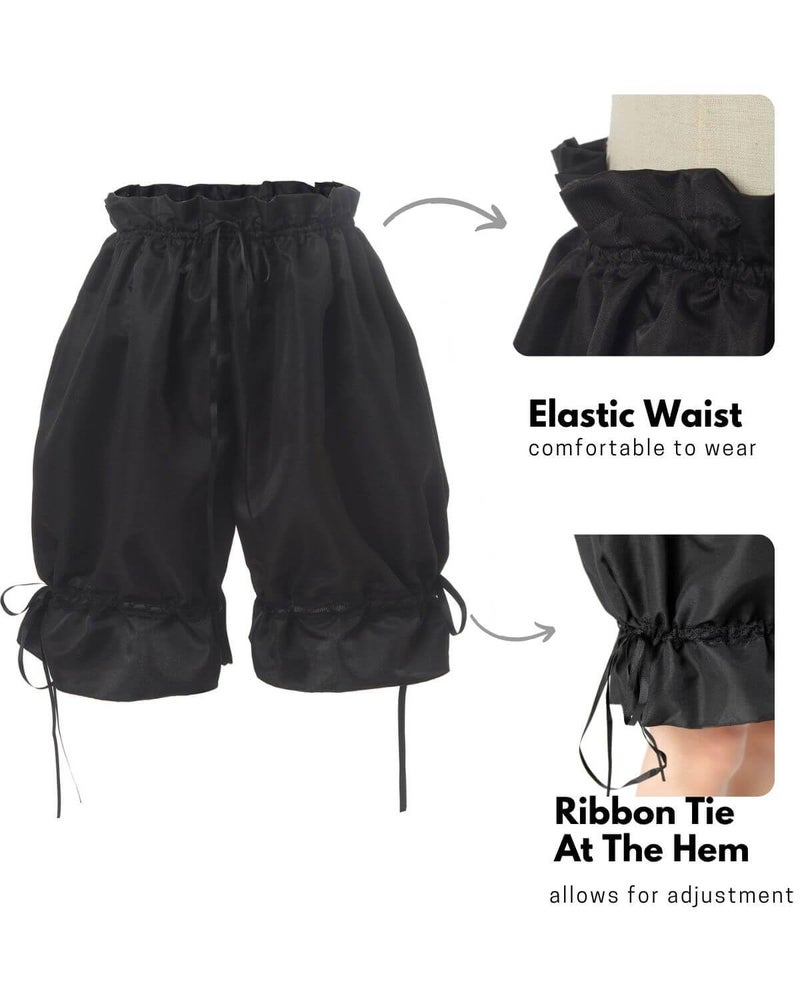 Nuoqi Womens Bloomers Shorts Drawstring Ruffle Pumpkin Pants Cute Security Short Pants for Girls Black S - Image 4