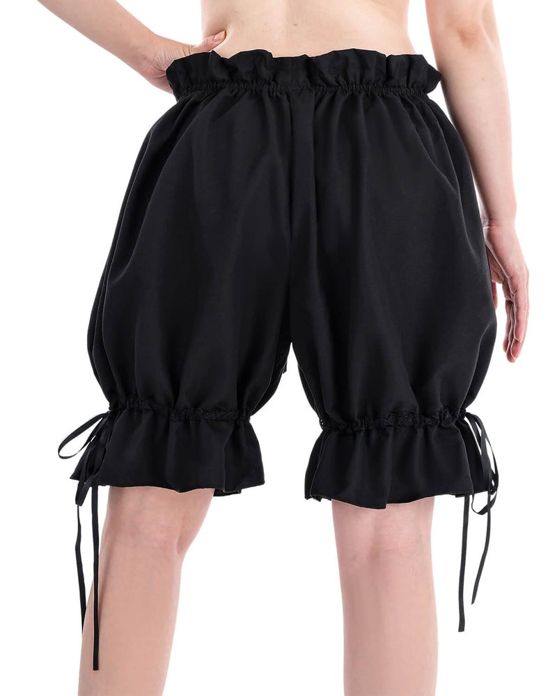 Nuoqi Womens Bloomers Shorts Drawstring Ruffle Pumpkin Pants Cute Security Short Pants for Girls Black S - Image 3