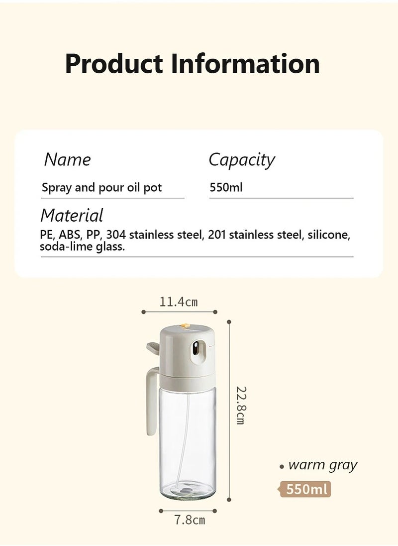 Generic - 550ML Upgrade Oil Spray Bottle For Cooking BBQ Glass Oil Bottle 2 in 1 Oil Dispensers Olive Oil Sprayer Mister Kitchen Gadgets - Image 1