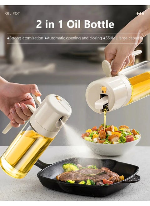 550ML Upgrade Oil Spray Bottle For Cooking BBQ Glass Oil Bottle 2 in 1 Oil Dispensers Olive Oil Sprayer Mister Kitchen Gadgets