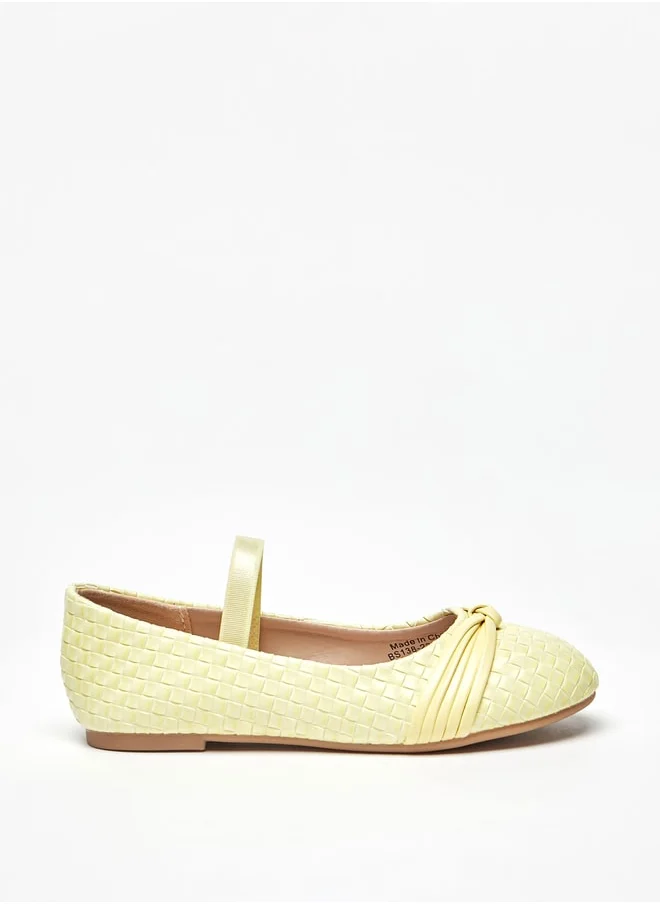 Flora Bella Girl's Weave Textured Mary Jane Shoes with Elasticated Strap