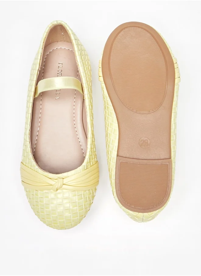 Flora Bella Girl's Weave Textured Mary Jane Shoes with Elasticated Strap