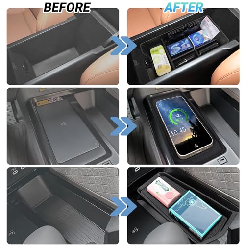 Sinminou Center Console Organizer 3PC Compatible with 2025-2026 Toyota Camry Accessories, Armrest Storage Box, Charging Zone Anti-Slip Mat and Gear Shifter Right Side Console Organizer Tray - Image 3