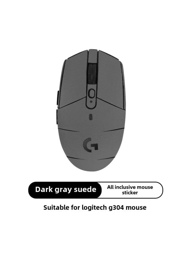 For Logitech G304 Anti-slip Sticker G304 Mouse Sticker GPRO Sticker Anti-sweat Sticker Printing Film Teflon Foot Pad-Color:【g304】dark Gray Suede Mouse Sticker [all Inclusive, Free Cleaning Cotton] - Image 1