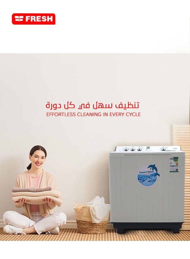 Fresh Twin Tub Washing Machine - Top Load - 12 kg - White - FWM-20000 - Image 4