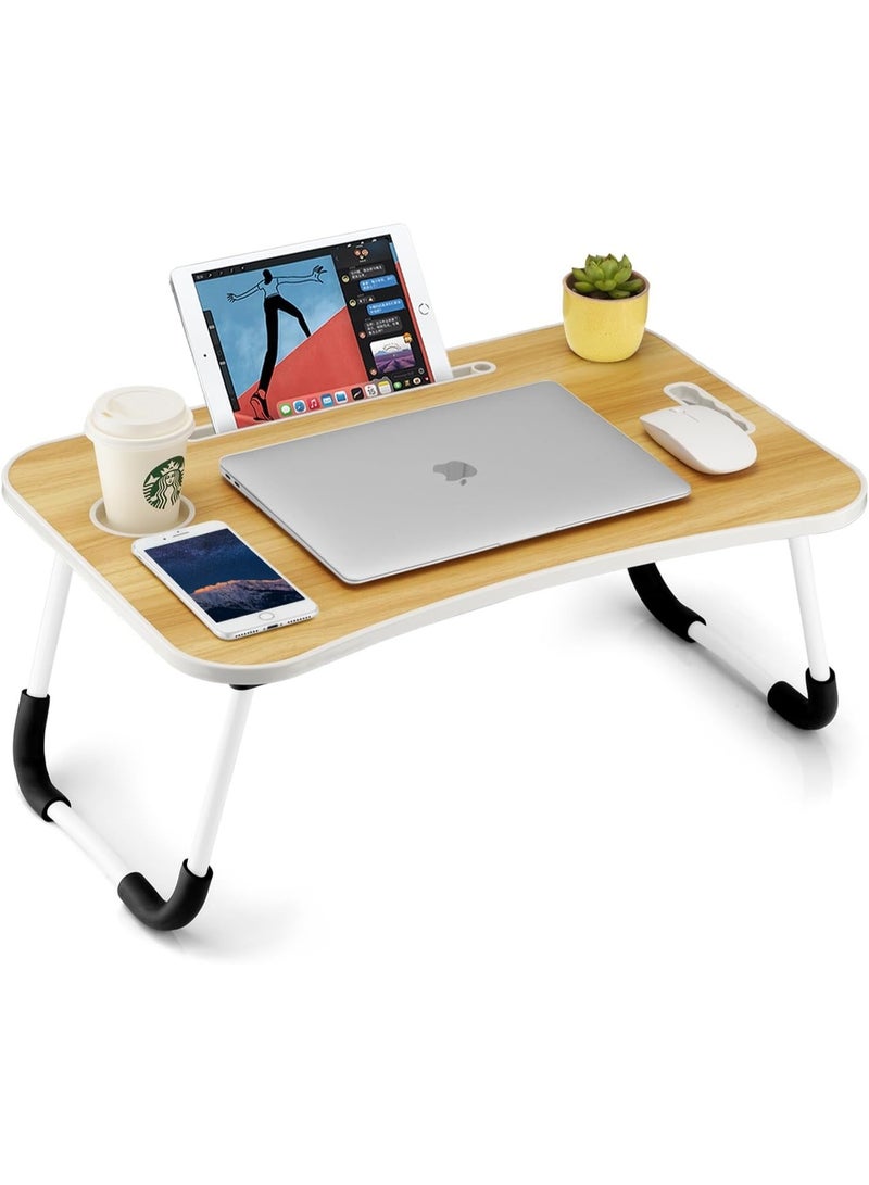 Foldable Multifunction Laptop Table with Cup Holder and Storage Compartment – Adjustable Portable Desk for Bed, Sofa, Floor, Office, Study and Home Use - Image 1