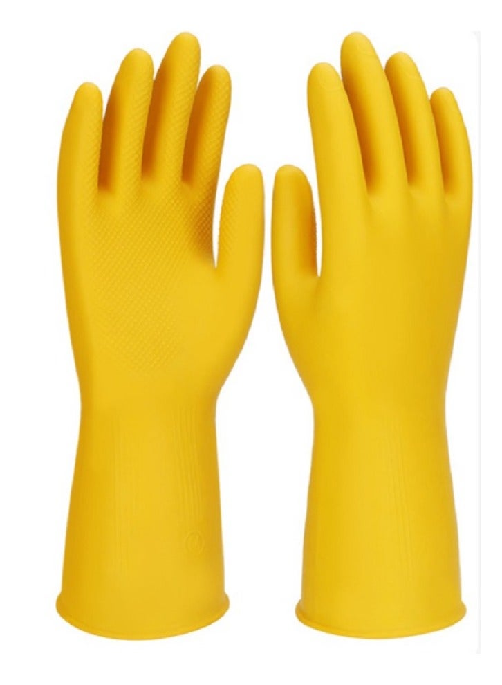 Super Grip Household Gloves Thickened Oxford Latex Gloves Rubber Waterproof Multifunctional Household Dishwashing Gloves Yellow M - Image 1
