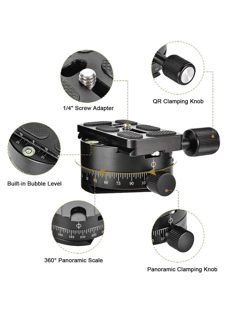 Captaintech SYOSI 360 Panoramic Tripod Head Base Screw Knob Clamp, with 38mm Arca Swiss Style Quick Release Plate Bubble Level for Peak Design Travel Tripod, Gimbal, up to 22.05LBS - Image 3