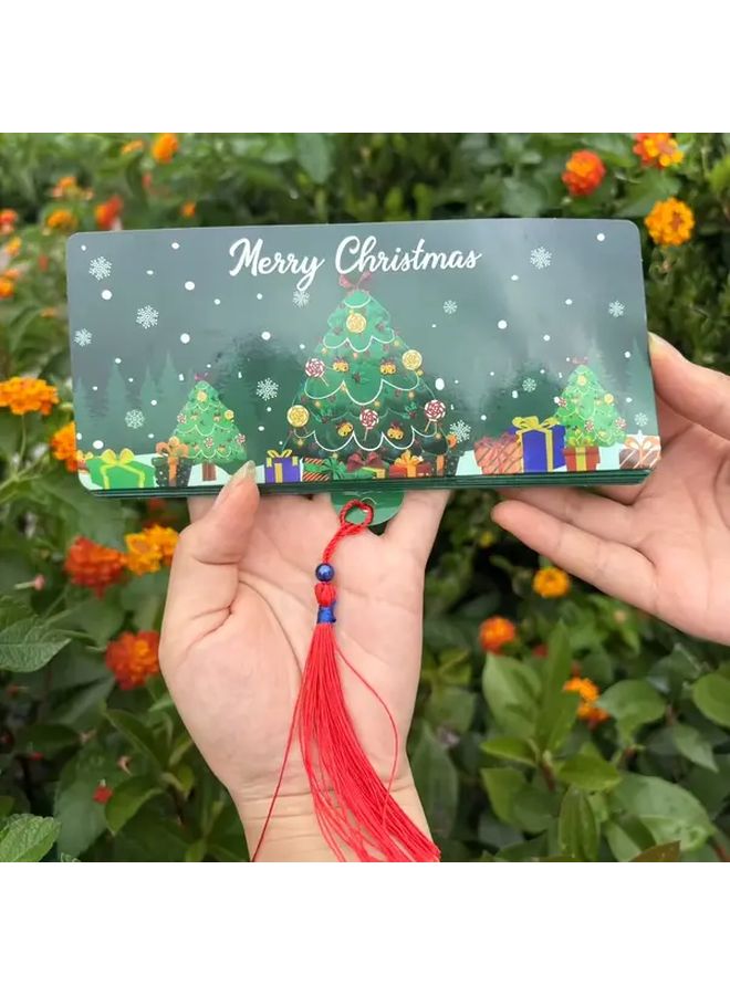 Green Christmas Cash Bag And Gift Card Holder With Festive Santa Snowflake Design - Image 1