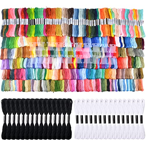 VICOVI 447 Skeins Embroidery Floss 30 Skeins White & Black Embroidery Thread for Friendship Bracelets Arts DIY Crafts with 20 PCS Floss Bobbins - Image 2