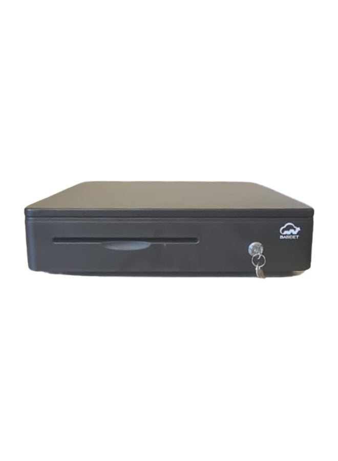 BASEET Heavy-Duty POS Cash Drawer with 5 Bill & 5 Coin Compartments – Secure Lock – Black Metal Cash drawer Register Drawer for Retail & Restaurant Cafes SHOP Supermarkets, and service Cash Drawer - Image 4