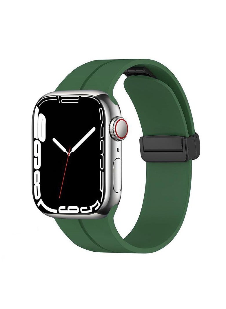 Generic - Magnetic for Apple Watch Ultra/Ultra 2 Band 49mm 45mm 44mm 42mm Soft Sport Silicone Strap for iwatch Series (Green) - Image 1