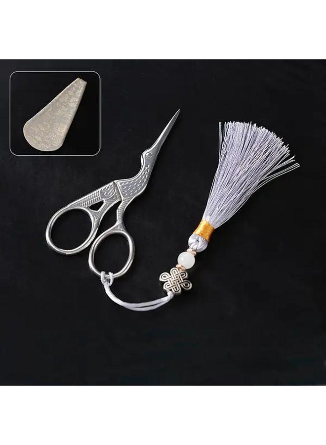 Antique Ruyi And Lotus Tea Scissors Set Blue Handmade For Fabric Tailor Craftsmanship - Image 5
