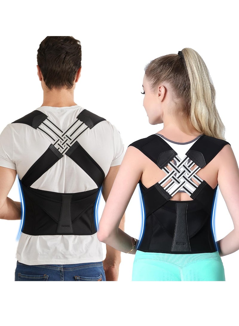 YUFAN Posture Corrector Adjustable Shoulder Straightener Back Support Brace for Women and Men Upper Spine Scoliosis Hunchback Daily Use Size M 40-50kg - Image 1