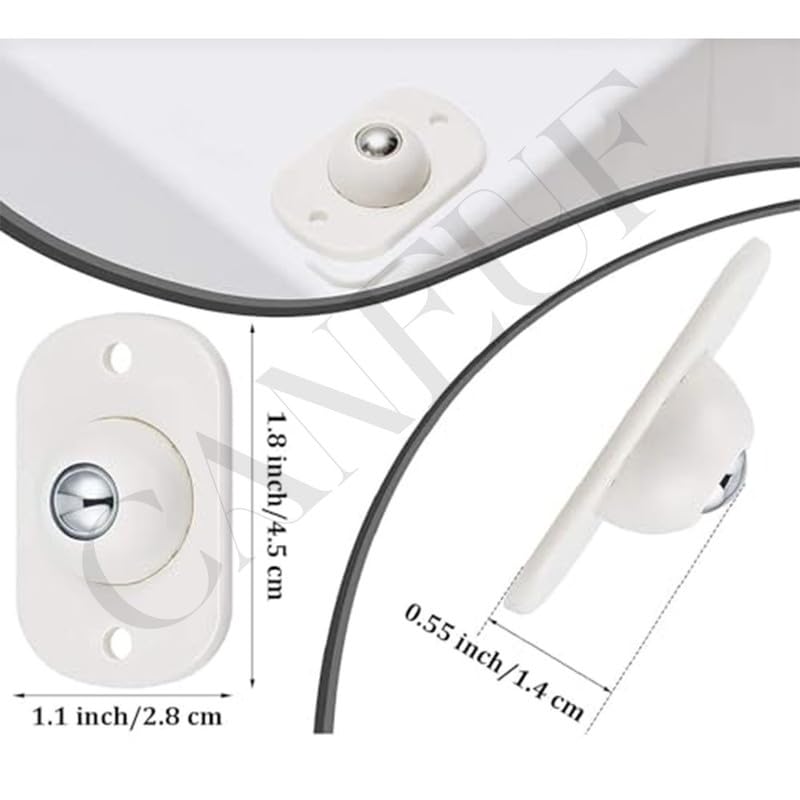 Caneuf SelfAdhesive Mini Swivel Casters 360 Rotation Wheels for Furniture Storage Boxes Single White Pack of 8 - Image 4