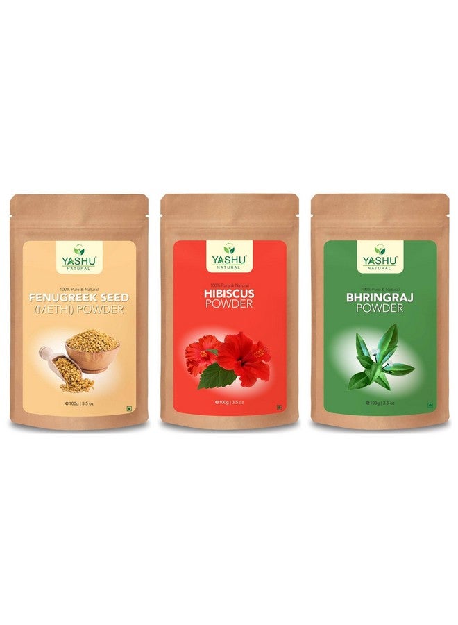 ياشو مسحوق الكركديه العضوي النقي وبذور الحلبة (ميثي) لنمو الشعر وإصلاح الشعر الجاف والتالف والتحكم في تساقط الشعر (300 جرام) - Image 1