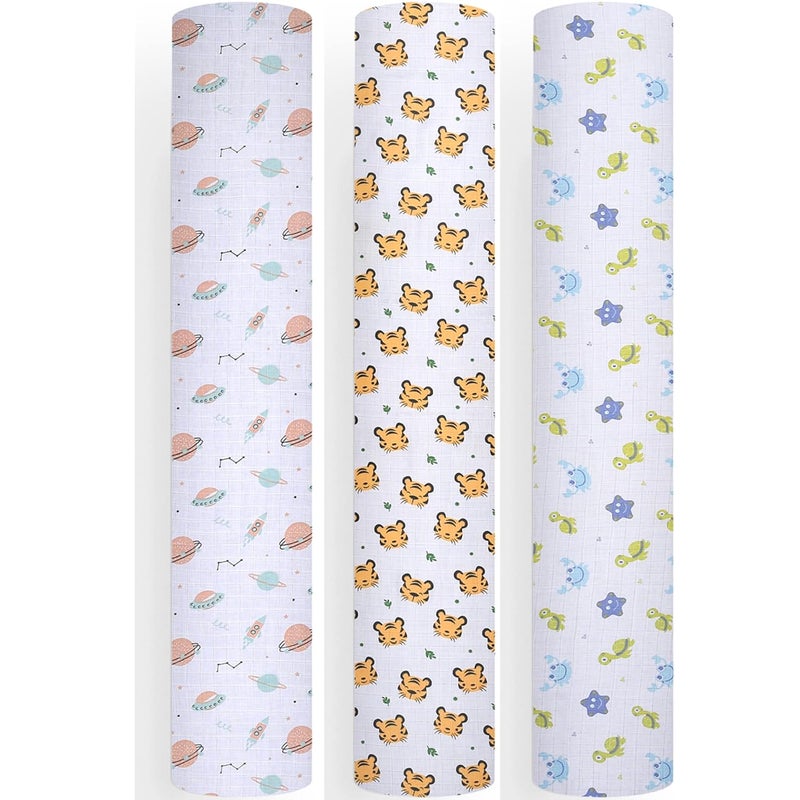 Threads & Yarn Threads Yarn Organic Muslin Cotton Swaddle Wrap for New Born 100 cm x 100 cm Multicolor Pack of 3 Baby2 - Image 1