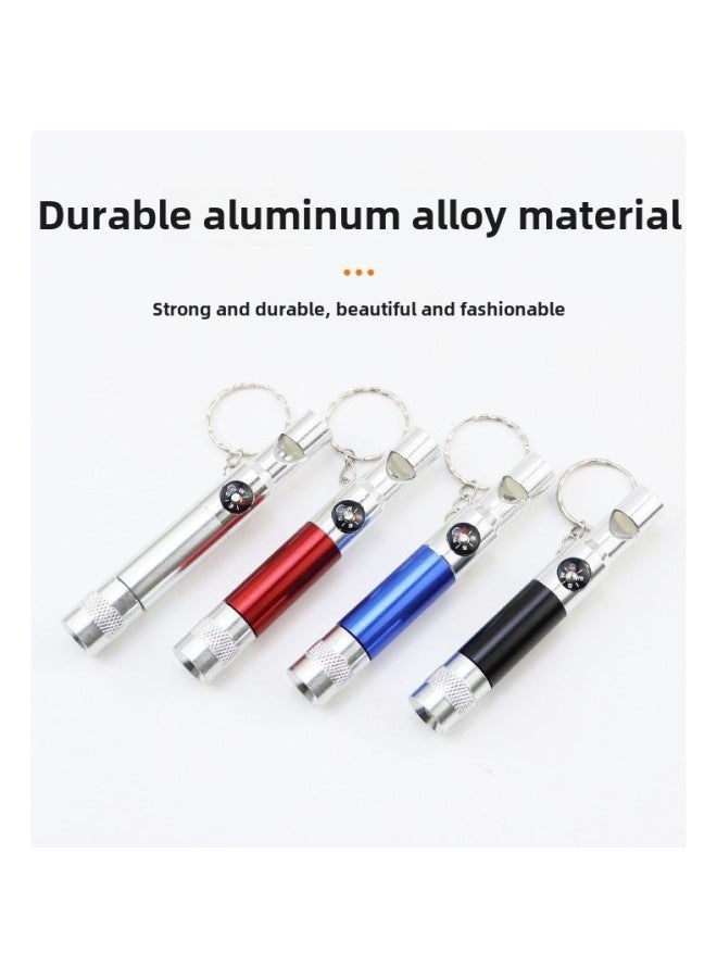 Generic Wild Survival Whistle Outdoor Keychain Treble Compass Mini Flashlight Three In One-Color:Silver - Image 2