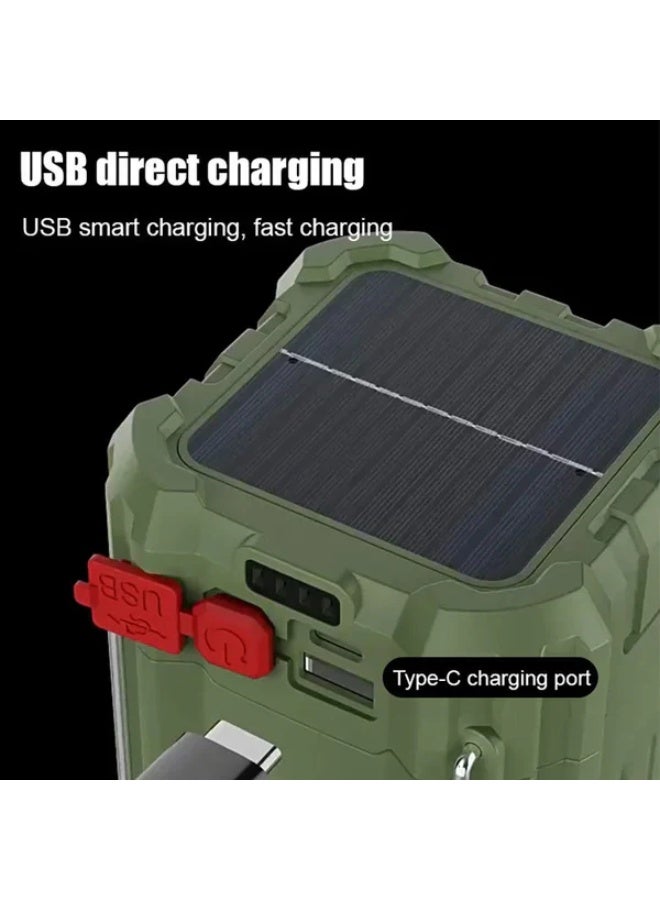 سمارتكس مصباح تخييم LED يعمل بالطاقة الشمسية قابل لإعادة الشحن، مزود بمروحة خضراء داكنة - Image 4