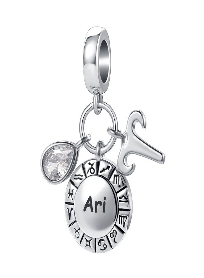 QeenseKc Aries Zodiac Sign Teardrop Birthstone Birthday Charm Constellation Bead for Pandora Bracelet - Image 1