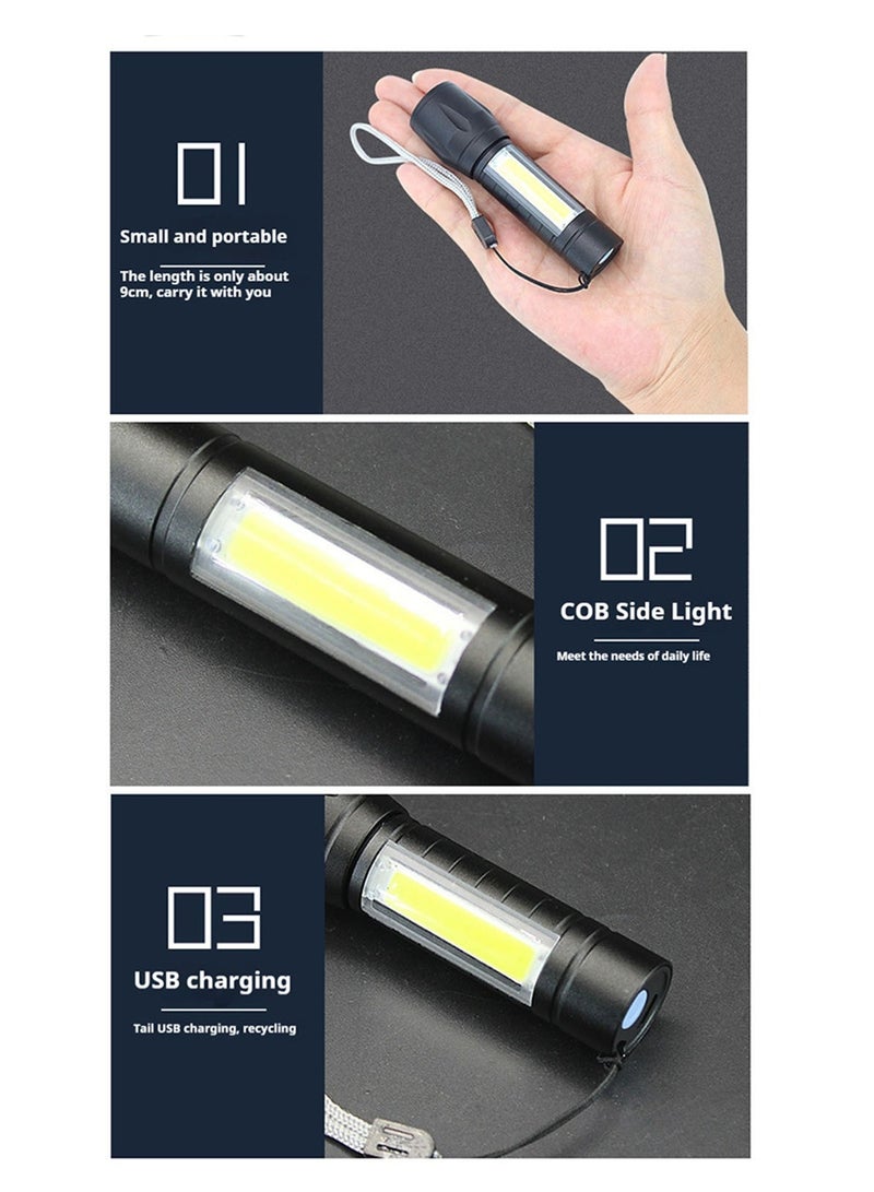 USB Rechargeable Torch, Outdoor Emergency Light Check Light XPE/COB Mini Torch, Portable Waterproof Handheld Torch for Camping, Outdoor, Emergency and Daily Use  - Image 2