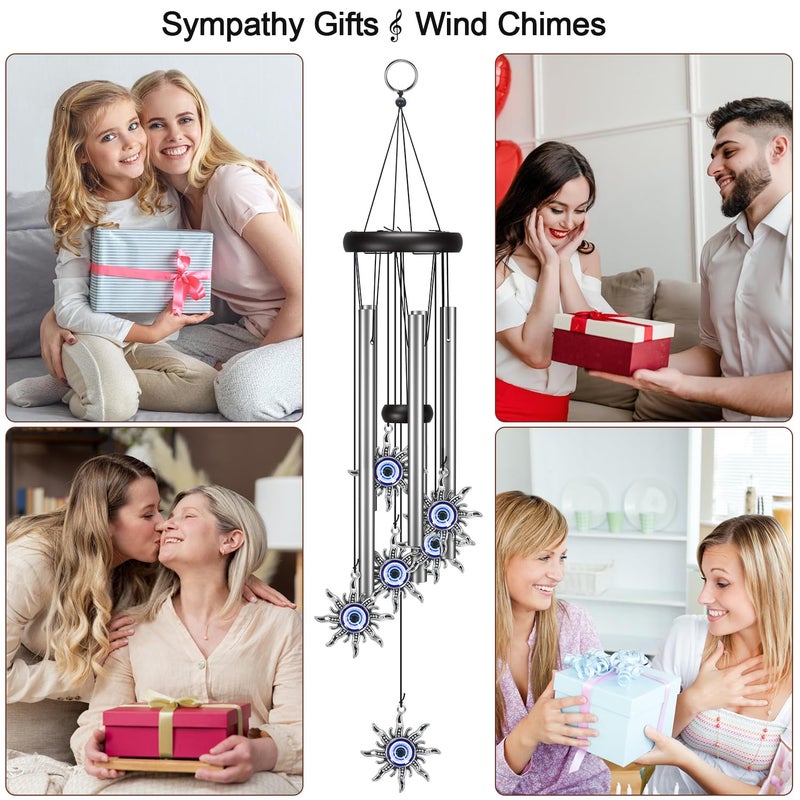 Virekm Wind Chimes For Outside Clearance  Wind Chime With Natural Sounds  Outdoor/Indoor Decorations For Patio  Porch  Backyard And Garden Decor (Sun Evil Eyes) - Image 3