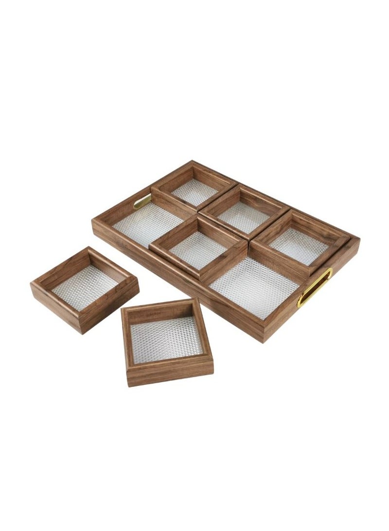 Spaceshoop Rectangular Acrylic Wood Tray 6 Pieces 40 x 27 cm - Image 1