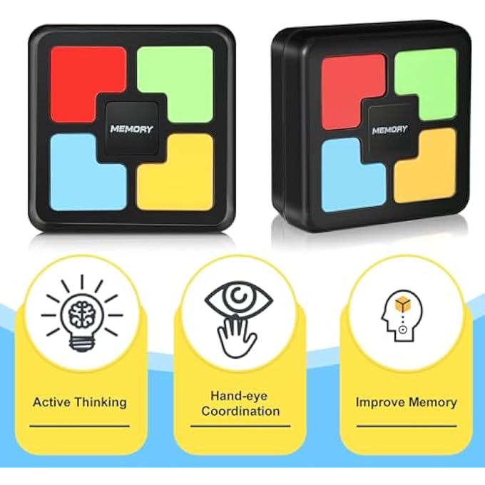 LIGHT UP MEMORY GAME HANDHELD ELECTRONIC TOYS ELECTRONICS COLOR MEMORIZING GAMES FOR KIDS AND ADULTS COLOR MEMORY QUIZ PUZZLE TOY WITH LIGHTS AND SOUNDS BIRTHDAY PARTY FAVOR GIFTS 2 PCS - Image 4
