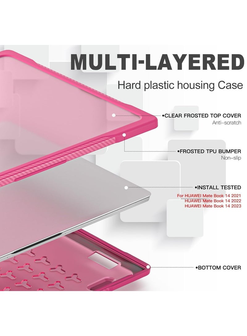 general Case Compatible with Huawei MateBook D14 /MateBook X14 Heavy Duty Rugged Full Shockproof Case,Dual Layer Laptop Transparent Hard Shell Case with TPU Frame - Image 3