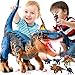 BLmukce 24 Large Dinosaur Toys for Kids 35 Big Dinosaur Tyrannosaurus rex Figure Toy with 10 Dinosaurs Belly Storage Gliding Wheels Lights Sounds Mist Spray TRex that eats Toy for Boys Gift - Image 3