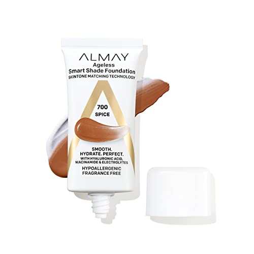 Almay AntiAging Foundation Smart Shade Face Makeup with Hyaluronic Acid Niacinamide Vitamin C E HypoallergenicFragrance Free 700 Spice 1 Fl Oz Pack of 1 - Image 1