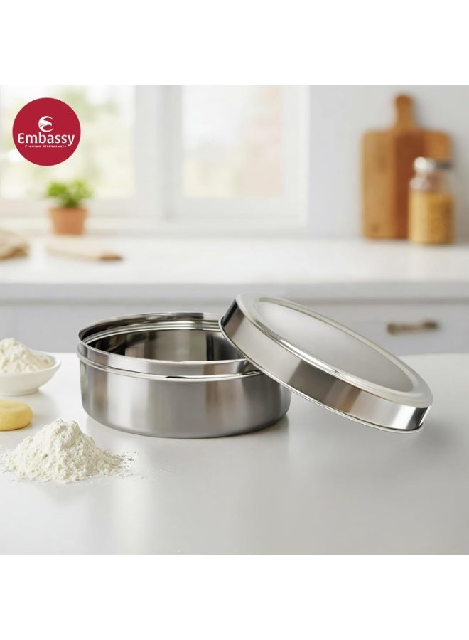 EMBASSY Stainless Steel Deep Chapati Box/Dabba | Size 11 | 1100 ml | Ideal for Chapati, Paratha, Dry Food, Snacks & Fruits | Stackable/Multipurpose Storage Container - Image 3