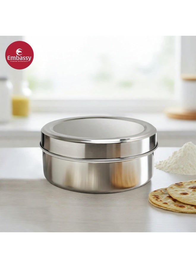 EMBASSY Stainless Steel Deep Chapati Box/Dabba | Size 11 | 1100 ml | Ideal for Chapati, Paratha, Dry Food, Snacks & Fruits | Stackable/Multipurpose Storage Container - Image 2