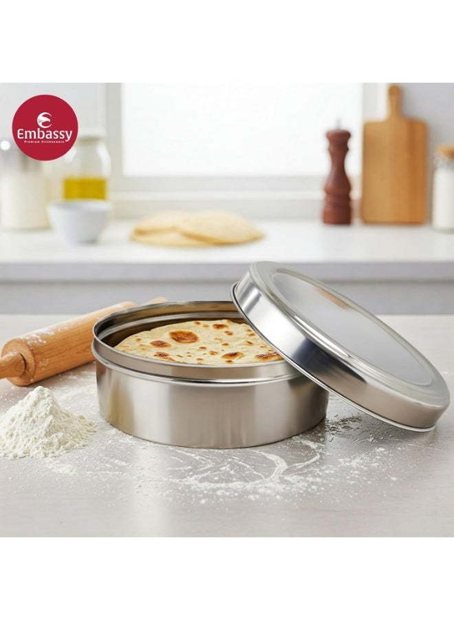 EMBASSY Stainless Steel Deep Chapati Box/Dabba | Size 11 | 1100 ml | Ideal for Chapati, Paratha, Dry Food, Snacks & Fruits | Stackable/Multipurpose Storage Container - Image 4