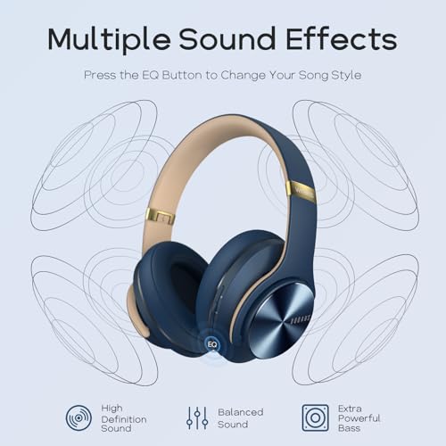 DOQAUS Bluetooth Headphones Over Ear, 90H Playtime Wireless, 3 EQ Modes, HiFi Audio & Deep Bass, ENC Noise Isolating Mic, Soft Earpads for Phone/PC - Image 3
