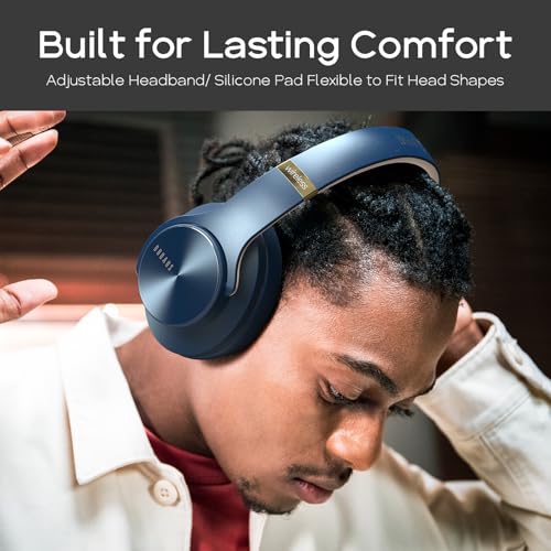 DOQAUS Bluetooth Headphones Over Ear, 90H Playtime Wireless, 3 EQ Modes, HiFi Audio & Deep Bass, ENC Noise Isolating Mic, Soft Earpads for Phone/PC - Image 4