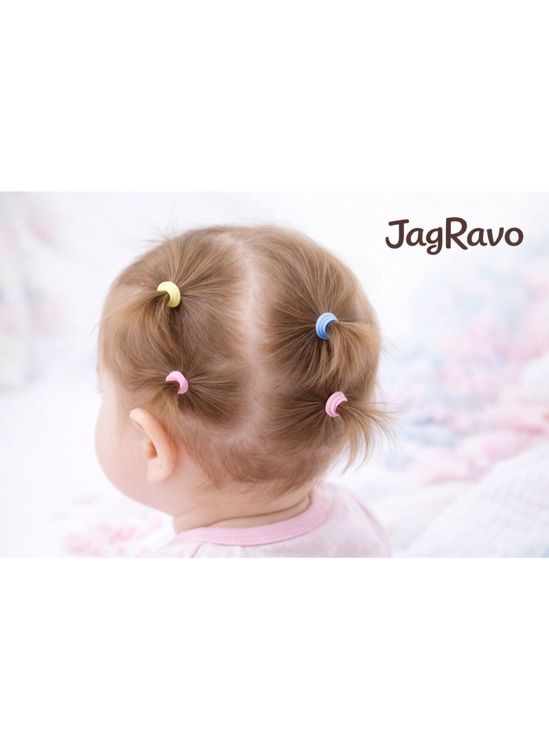 Jagravo 1100 Pcs Multicolor Mini Elastic Hair Bands – Soft Poly Rubber Hair Ties for Baby Girls & Kids – Gentle No Pull Ponytail Elastics – Durable Hair Bands for Daily Styling - Image 3