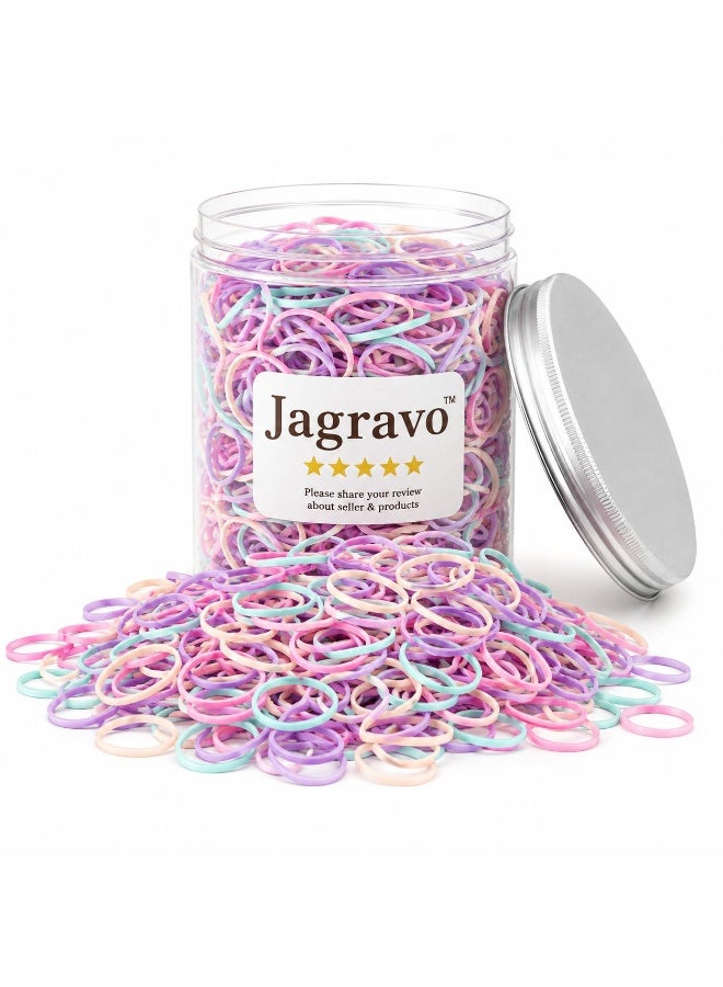 Jagravo 1100 Pcs Multicolor Mini Elastic Hair Bands – Soft Poly Rubber Hair Ties for Baby Girls & Kids – Gentle No Pull Ponytail Elastics – Durable Hair Bands for Daily Styling - Image 1