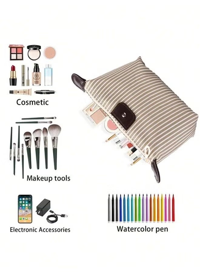 3-piece makeup bag set, quilted makeup bag, large makeup bag, cute cotton makeup bag for women, travel toiletry storage bag, daily storage bag, suitable for work/business trips/travel, great gift choice - Image 4