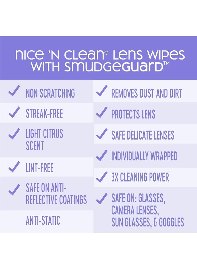 Nice 'n Clean SmudgeGuard Lens Cleaning Wipes (100 Total Wipes) | Pre-Moistened Individually Wrapped Wipes | Non-Scratching & Non-Streaking | Safe for Eyeglasses, Goggles, & Camera Lens - pzsku/Z76B990EC265FEDDF9661Z/45/_/1741000547/0586f02f-703a-4ab2-a3eb-907ed32282a6