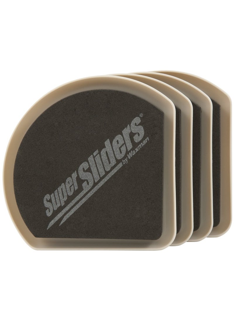 SUPER SLIDERS Super Sliders 5 Inch Square Corner Plastic Reusable Furniture Sliders for Carpeted Floors Durable Foam Pad Surface for Secure Grip 4 Pack Beige 