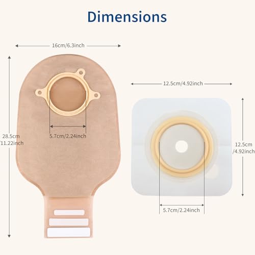 DERAYMI 22 PCS Ostomy Supplies 2 Piece Colostomy Bags, Two Piece Drainable Ostomy Pouch with Hook-and-Loop Closure for Ileostomy Stoma Care, Cut-to-Fit (16 x Bags+6 x Barriers) - Image 3