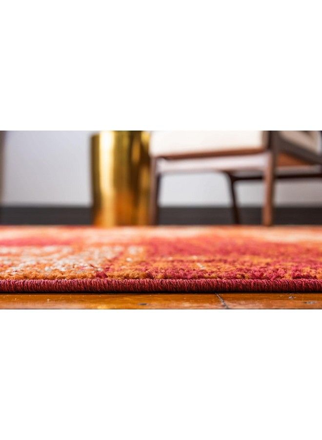 Unique Loom Autumn Collection Modern Contemporary Casual Abstract Area Rug Rectangular 2' 0 X 3' 0 Terracotta Burgundy Vintage - Image 4