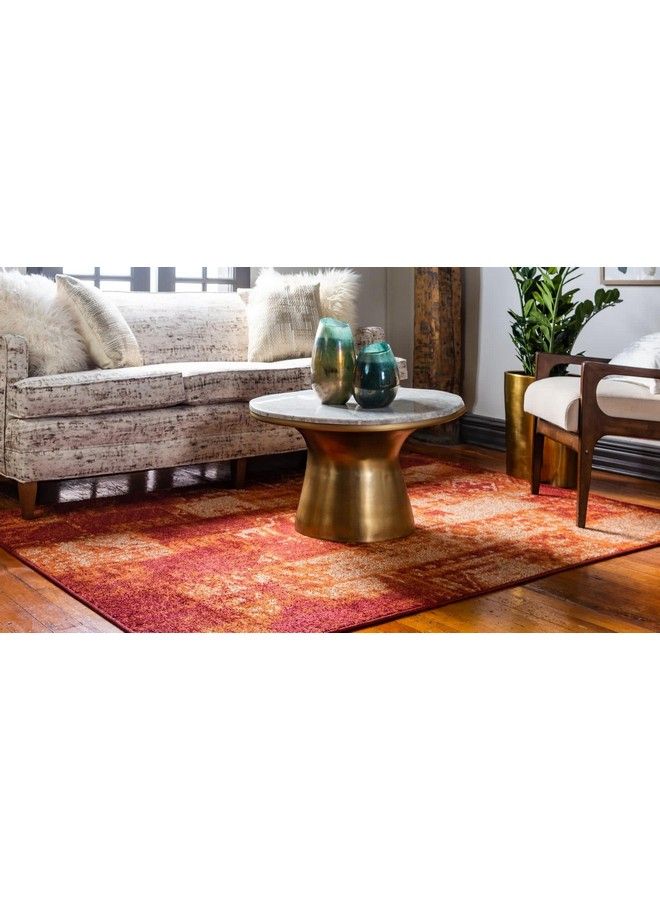 Unique Loom Autumn Collection Modern Contemporary Casual Abstract Area Rug Rectangular 2' 0 X 3' 0 Terracotta Burgundy Vintage - Image 3