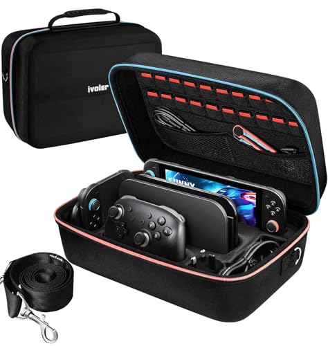 ivoler Carrying Storage All in One Case for Nintendo Switch 2 2025Portable Travel All Protective Hard Messenger Bag Soft Lining 20 Games for Switch 2 Console Pro Controller Accessories Black - Image 1