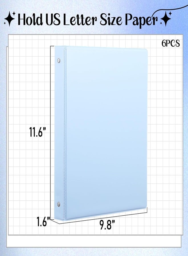 wutfuooo 6 Pack 1-Inch Binder, Standard 3 Ring Binder Fit Letter Size Paper, Presentation View Binders, Light Blue - Image 2