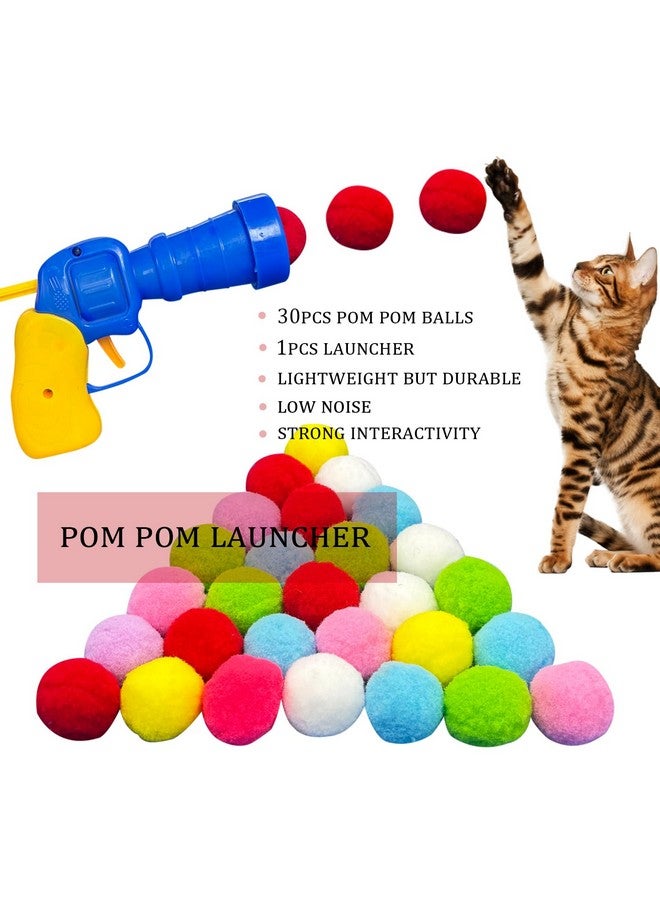 HerMia Interactive Cat Toys for Indoor Cats, 84 Pieces Kitten Toys Pack Including Plush Ball Launcher, Crinkle Balls,Sparkle Balls, Spiral Springs - Image 3