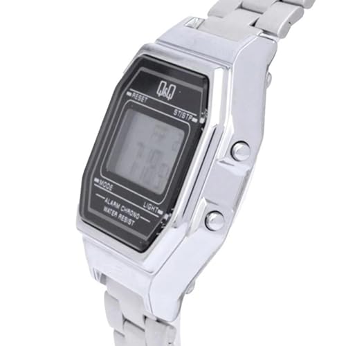 Q&Q Vintage Watch Retro Digital Stainless Steel Unisex Watch Silver Metal Strap - G17A-001JY - Image 4
